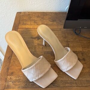 Marc Fisher Beige Woven Heeled Sandals